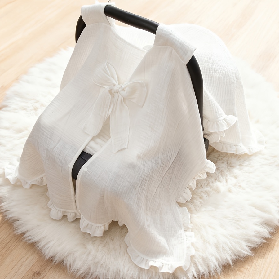 A Stroller Cover With A Bassinet Cover, Sunshade, Windshield, And Lace Trim