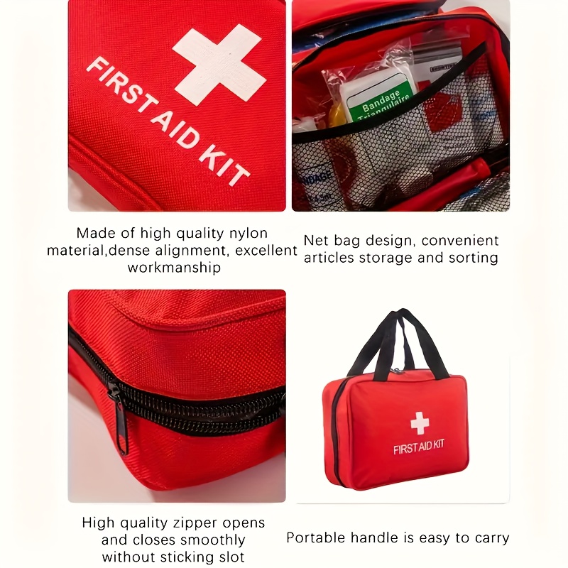 184pcs First Aid Kit, Multi-Purpose Emergency Medical Supplies, Portable Medical Bag for Outdoor Hiking, Camping, Home Emergency Kit with Accessories - Scissors, Tweezers, Bandage, Tourniquet, Tape, Wipes, Pin, Gauze, Thermal Blanket, Whistle, Mask - Red, Easter Festival Ready