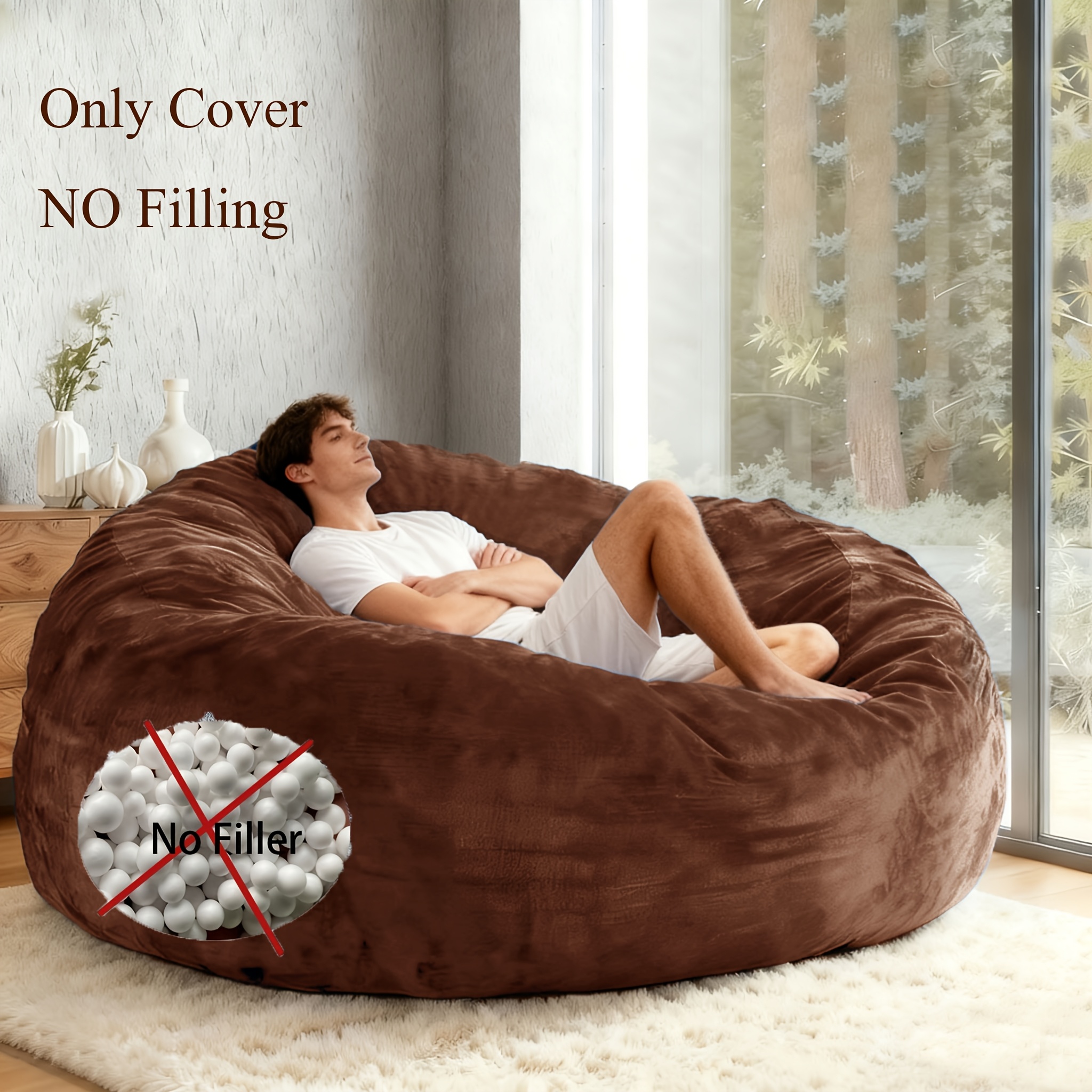 1 bean bag chair cover modern oval bean bag sofa without - Temu
