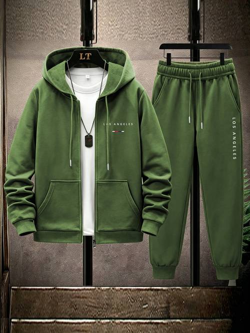 item picture mens athletic two piece set casual full suit long sleeve hooded top and jogger pants suitable for exercise running daily casual wear in autumn and winter