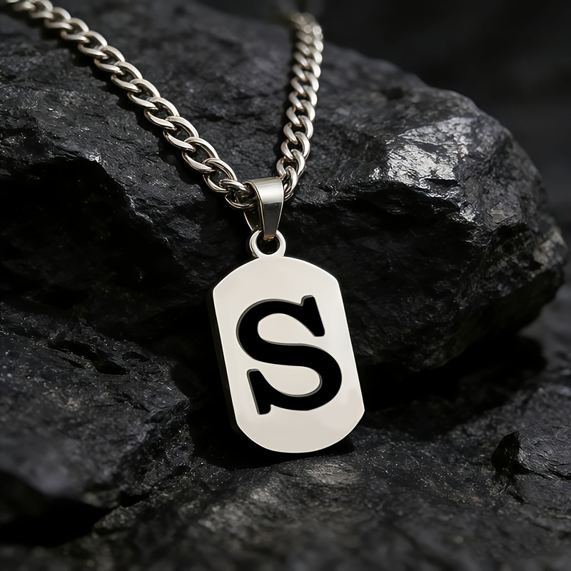 TEMU 26 Simple Square Letter Pendant Necklaces, Minimalist And Style, Fade-resistant, For Daily Commuting, Couples And , Everyday Gifting