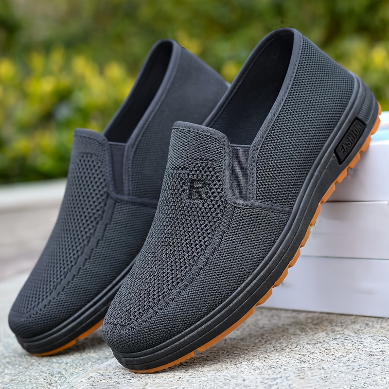 *'s Slip-On Casual Shoes with Slip-Resistant Rubber Sole Breathable  Fabric Upper for Outdoor Hiking Daily Wear Black with