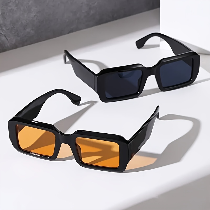 

2 pièces de lunettes de style sportif pour la randonnée avec monture en PC et lentille PC anti-réfléchissante, lunettes carrées à monture décorative en plastique avec charnière en plastique