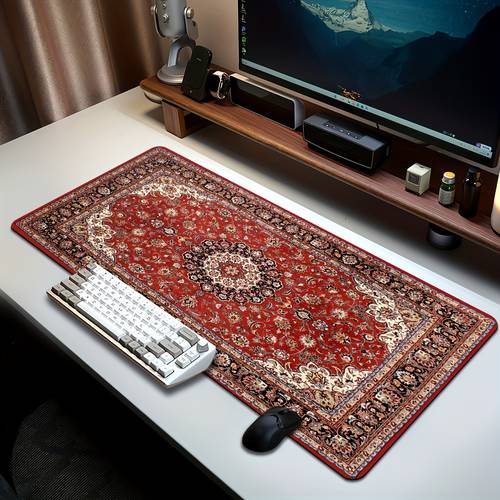 1pc vintage persian large keyboard mat durable mouse pad small office mouse pad laptop keyboard mat study desk mat precision stitched edges non slip rubber backing multiple sizes xl xxl suitable for home