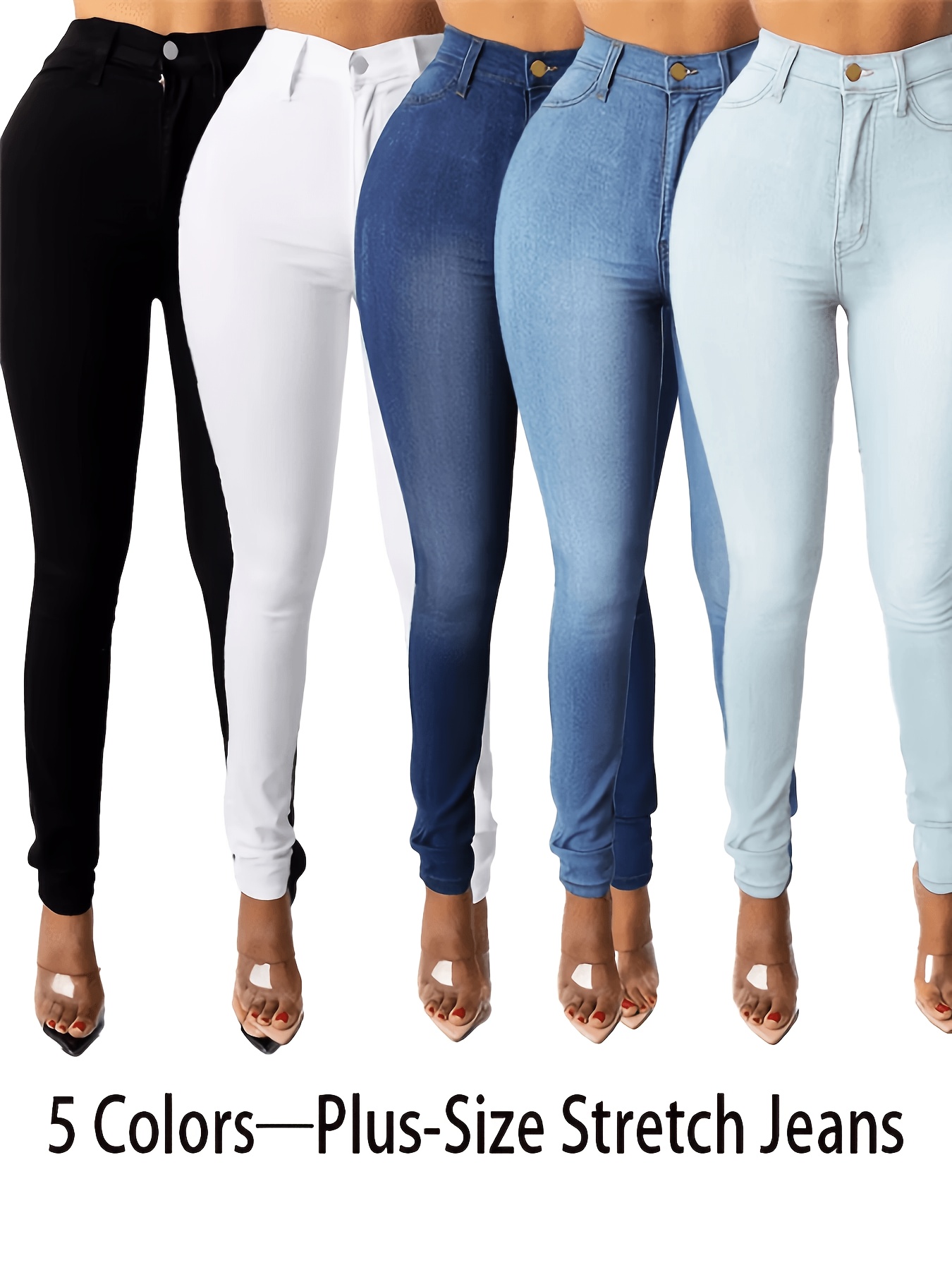 Plus-size Stretchy Women'S Skinny Jeans: Stylish And Casual, With A Butt-liftin…
