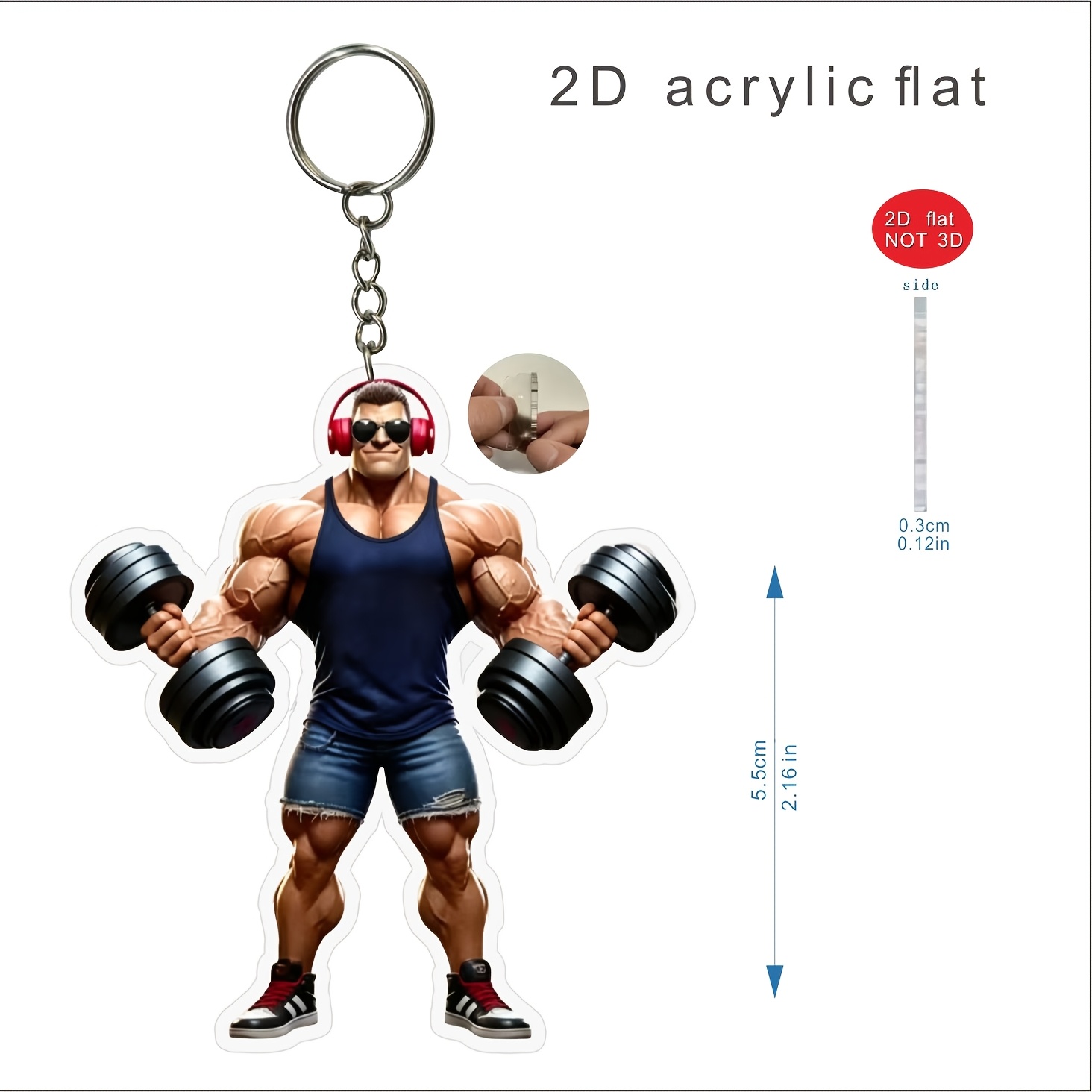 TEMU Llavero 2D , Entrenador de Fitness 2D , Accesorio para Bolso, Regalo Ideal para Familiares y