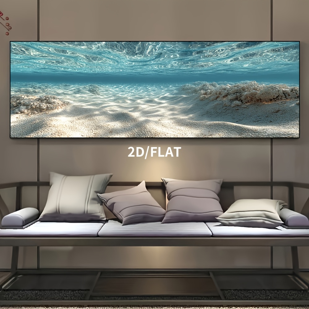 TEMU 1 pezzo Tela Senza Cornice 2D/Paesaggio Sottomarino Blu, Murale Orizzontale per Soggiorno, Camera da Letto, Ufficio, , Palestra, Decorazione per