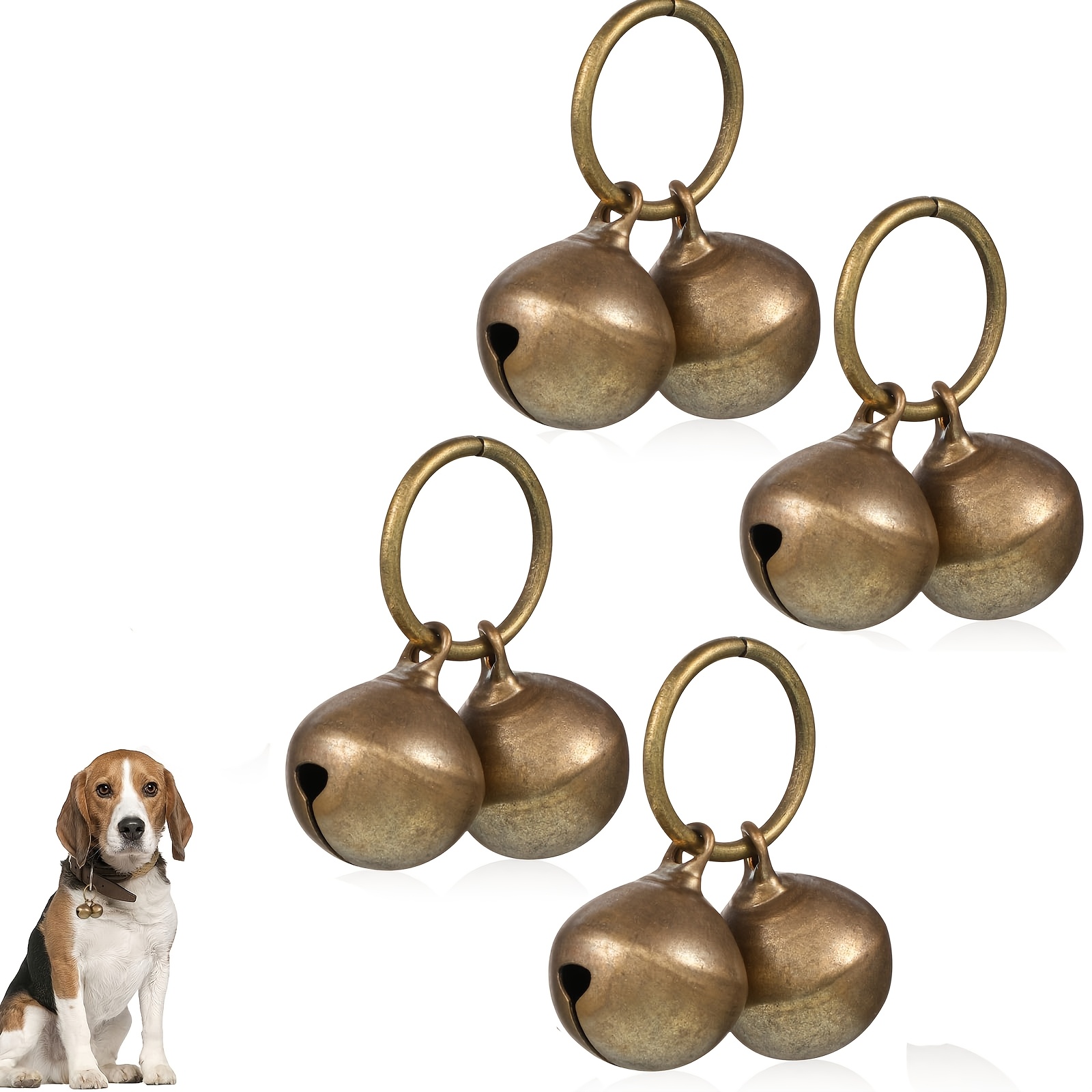 TEMU 4pcs Set – Dog Bells, Pet Collar Accessories, Sound, Suitable For Diy Handmade Ornaments, Necklaces, And Craft Projects, Durable Metal Material,