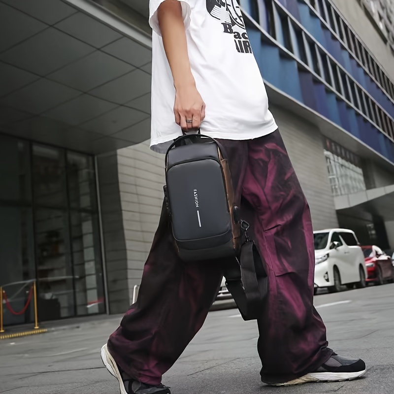 1 multifunctional fashionable crossbody bag with password lock casual travel sports chest bag wear resistant crossbody bag suitable for outdoor   strolling and daily commuting details 5