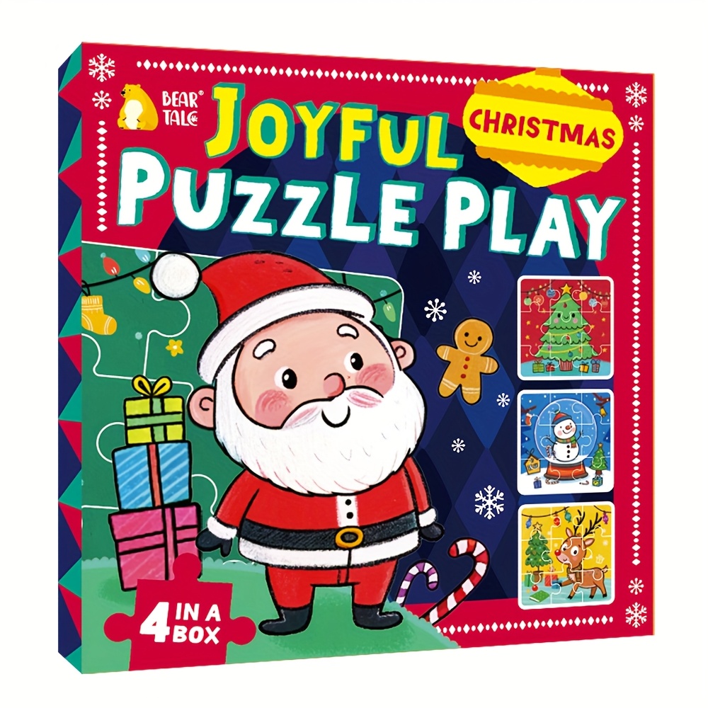 36pcs/box Christmas Themed Jigsaw Puzzle Box: Adorable Cartoon Santa & Christmas Tree Designs, Early Educational Toys To Improve And Concentration, Back To School, Christmas, Birthday Gifts