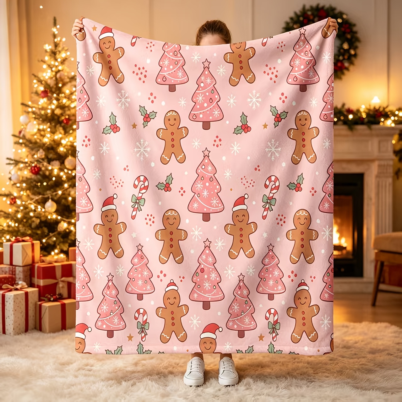 TEMU Print Blanket, Soft And Skin-friendly Fabric, Fleece Blanket, Halloween, Christmas Commemorative Gift, Ideal Gift For Adults, Warm Item