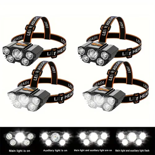 4 rechargeable headlights 5 led bright headlights lightweight usb headlights 8 mode flashlight used for outdoor running hunting hiking camping
