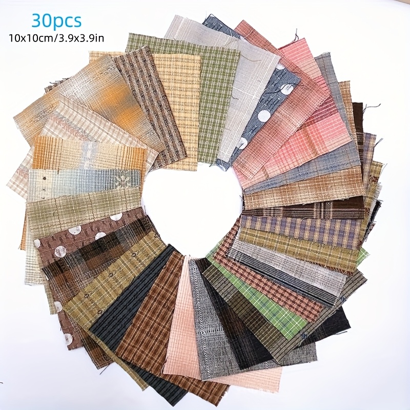 TEMU Set di 30 pezzi di tessuto a quadri vintage, una combinazione perfetta di design a quadri e colori sfumati, kit di materiali fai da te con