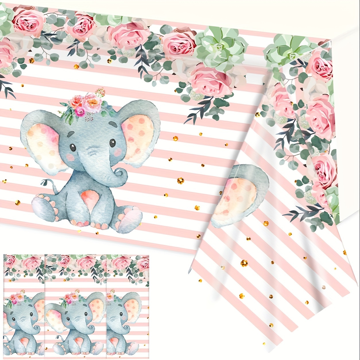 

1/3pcs, Baby Shower Table Cover Decorations, Elephant Tablecloth Table Cover, Plastic Rectangle Table Decors For Boy Girl Gender Reveal Party Supplies 70 X 43 Inch