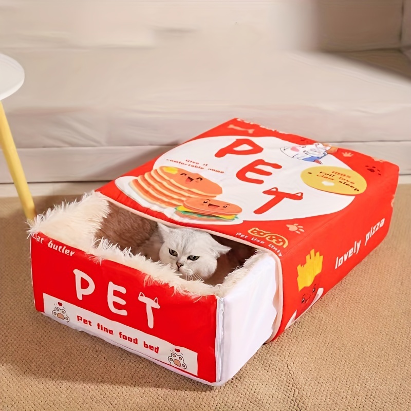 

Topetu Cozy Cat Bed - Fully Enclosed Biscuit With Pull-out Snack Cave, Soft & Zippered Entry