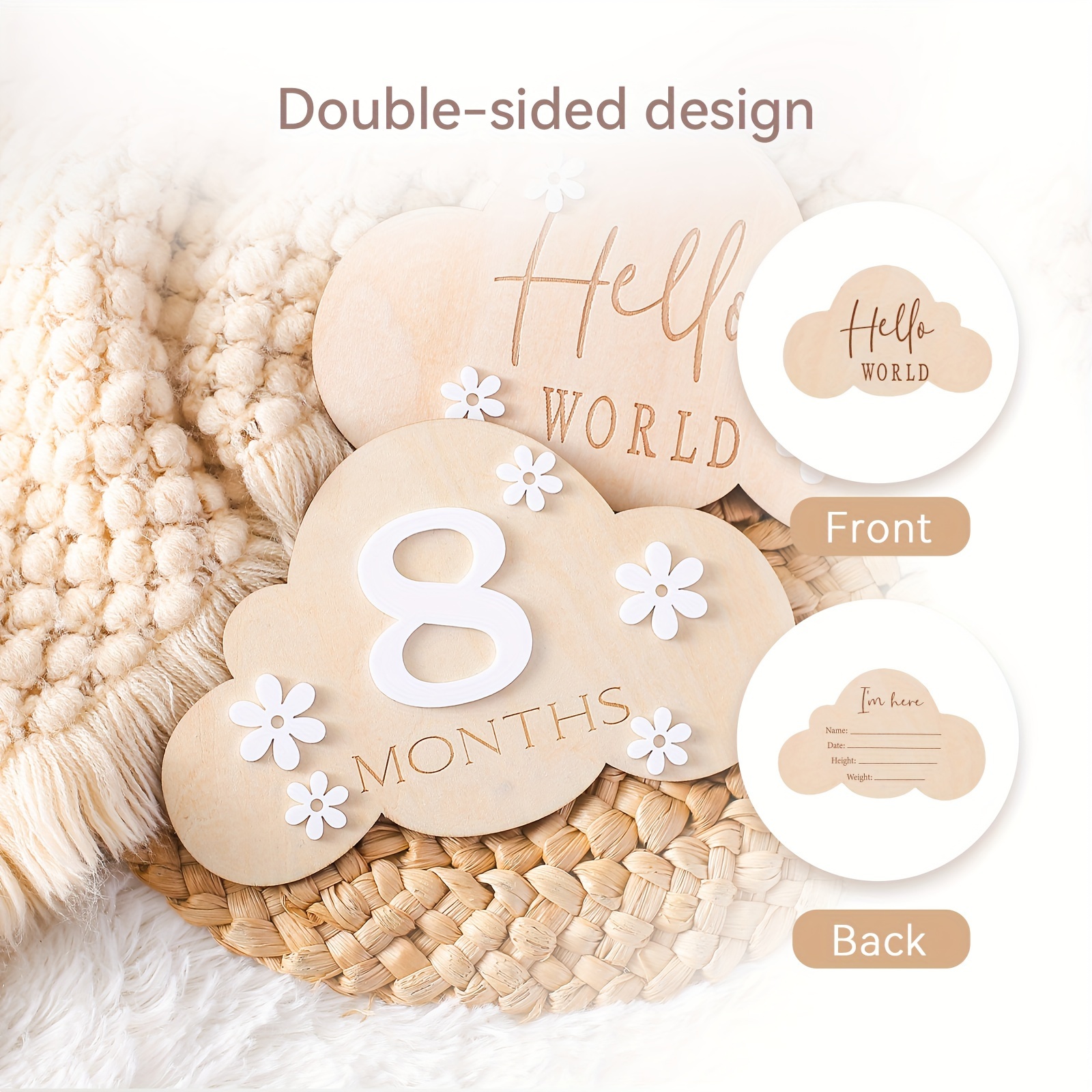 1 set wooden milestone blocks birth month photo props   shaped wooden   pieces for balloon celebration commemorative keepsake shower gift details 3