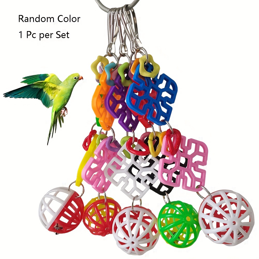 

1pc Parrot Interactive Toy - Geometric Shape - Plastic Material - Random Color For Birds