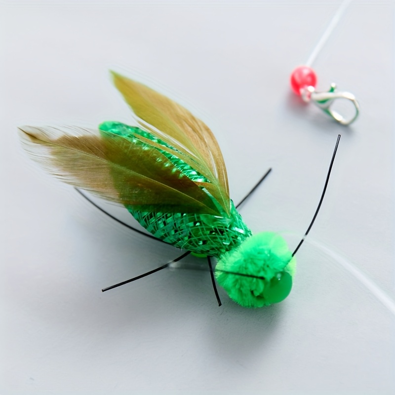 1pc Realistic Grasshopper Replacement Head Feather Dynamic Design Universal Cat Teaser Rod Interface Pet Toy Accessory