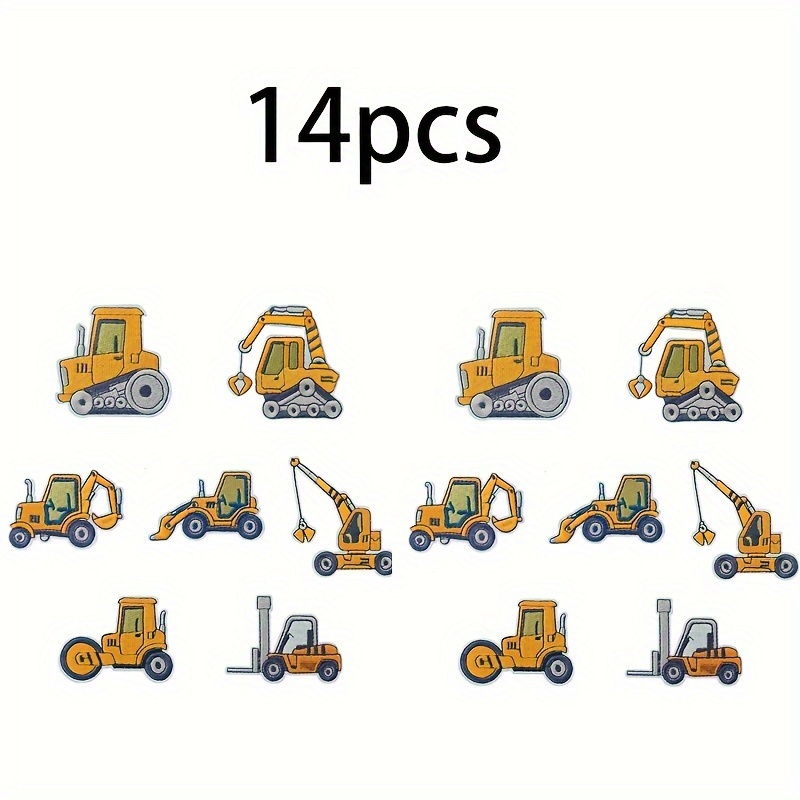 Image of 14pcs Patches, Embroidered Iron On/sew On Excavators Patches, Applique Patches For Clothing, Jackets, Hats, Backpacks, Jeans