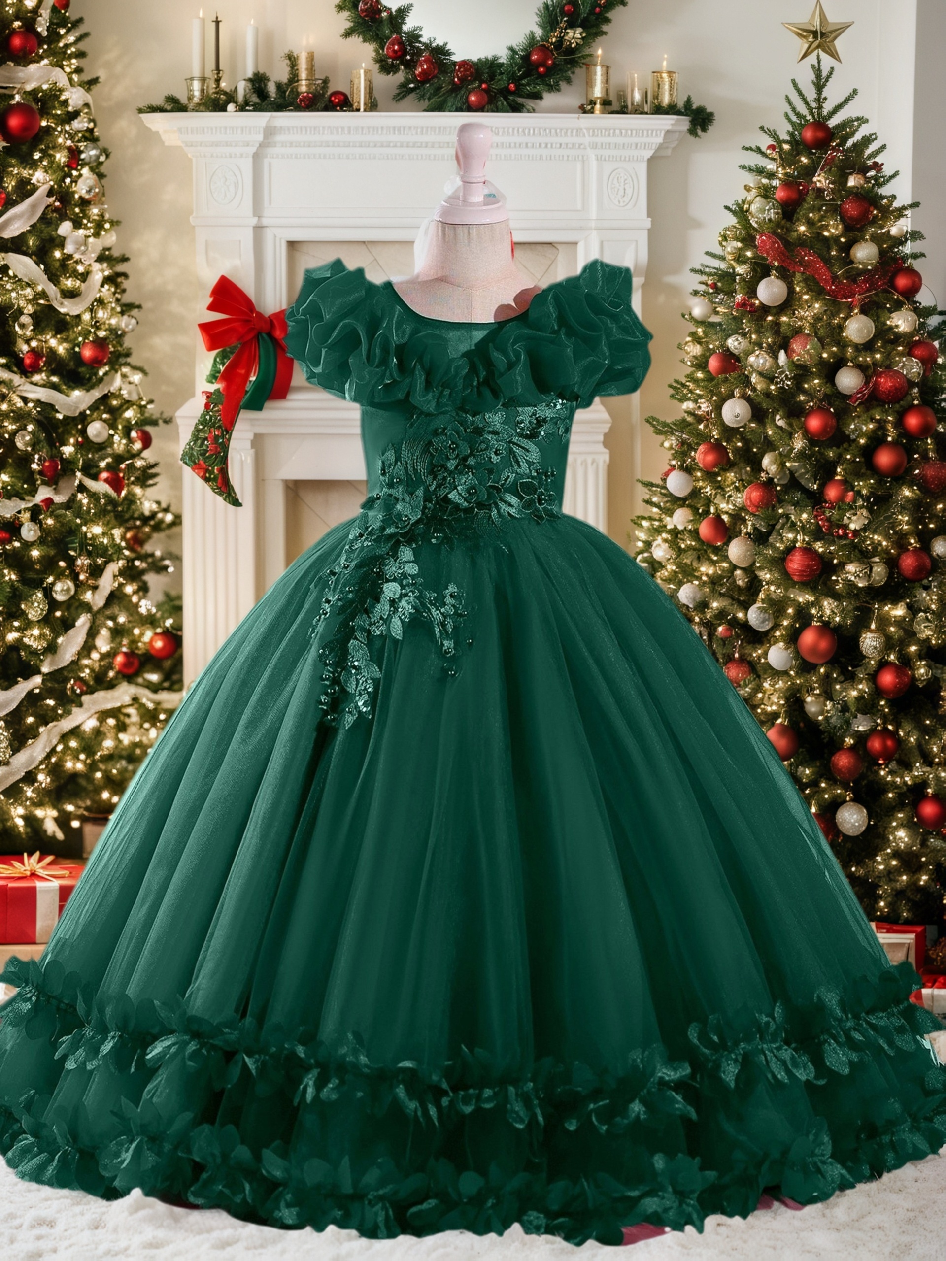 slim fit dress slacks Mistletoe Emerald Green Tiered Dress – Mabel + Honey