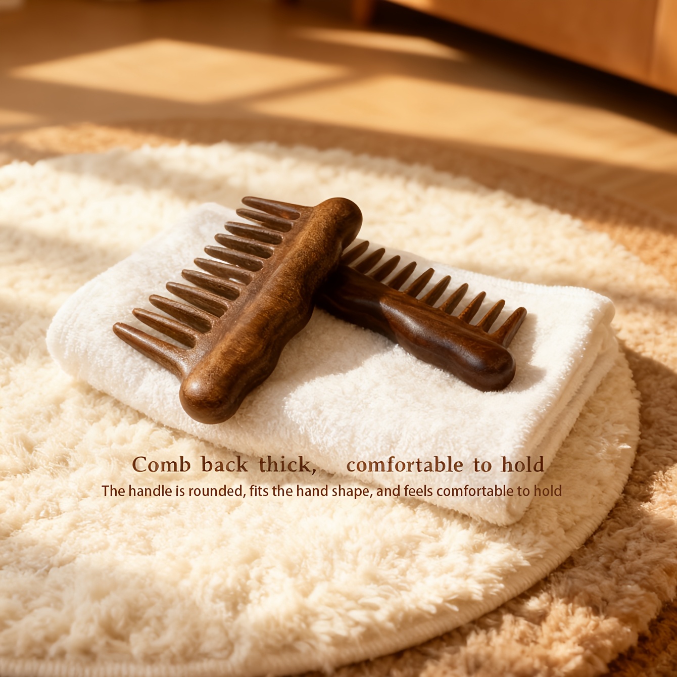 1 Peine de Sándalo | Madera Natural, Diseño de Dientes Anchos para Alisar el Cabello, Portátil para Uso Doméstico