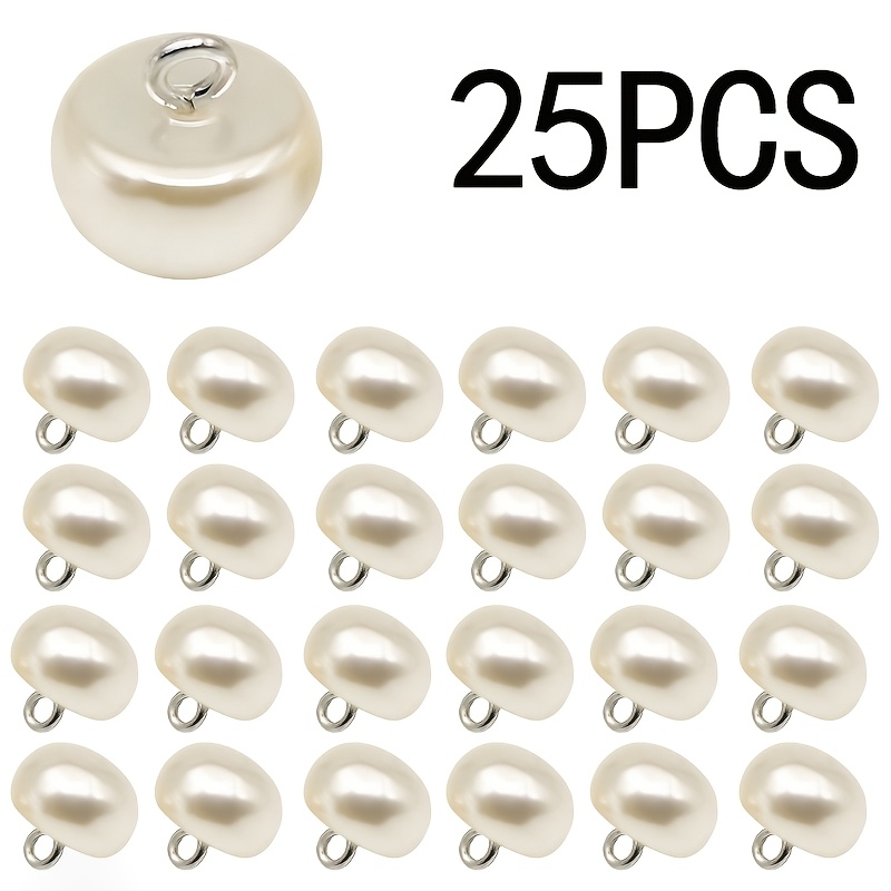 TEMU 10/25 piezas de botones circulares de perla de , botones semicirculares pequeños con volantes, botones de perla, adecuados para coser y decorar