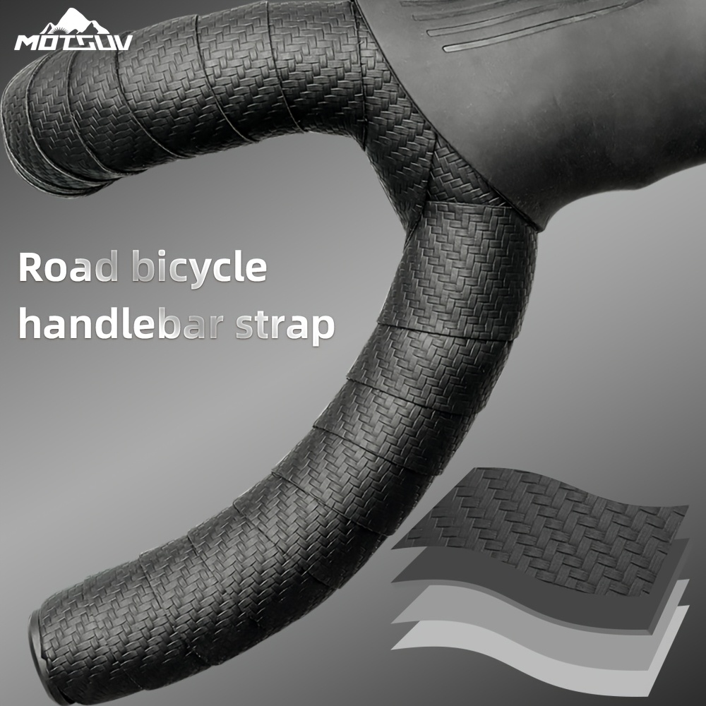 

1 Motsuv Road Bike Handlebar Strap With Carbon Fiber Pattern - Non-slip, Sweat Absorbent Pu Tape For Grip & Control And , Black