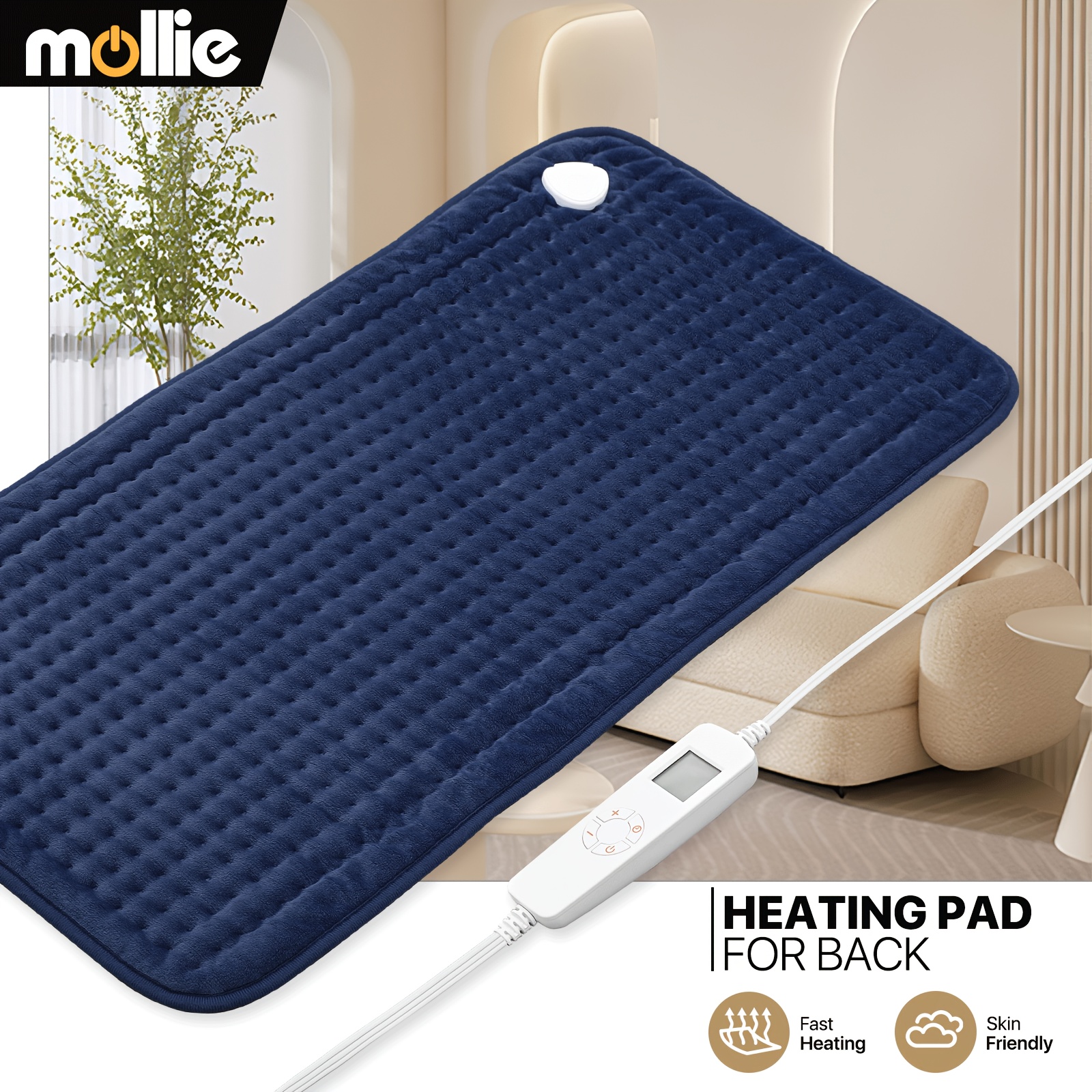   electric heating pad large 17 x 33 heating pad 6 heat settings and   minutes heating pad machine washable automatic shut off Product details 2