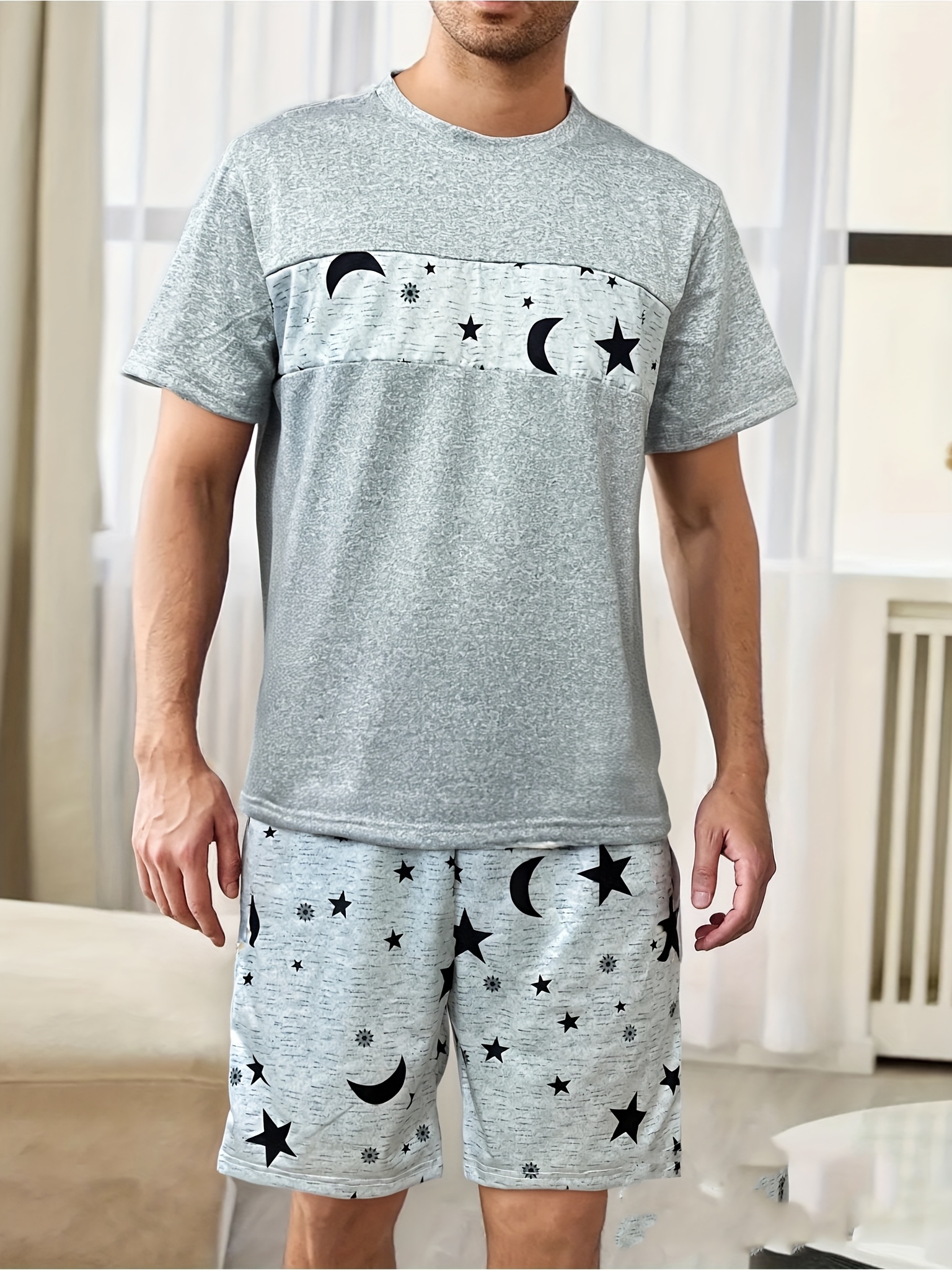 conjunto moda premium hombre pantalones cortos manga corta Temu