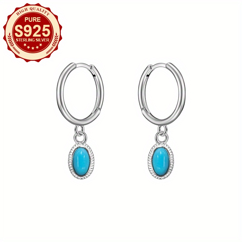 Women's Green Synthetic Malachite Pendant Earrings