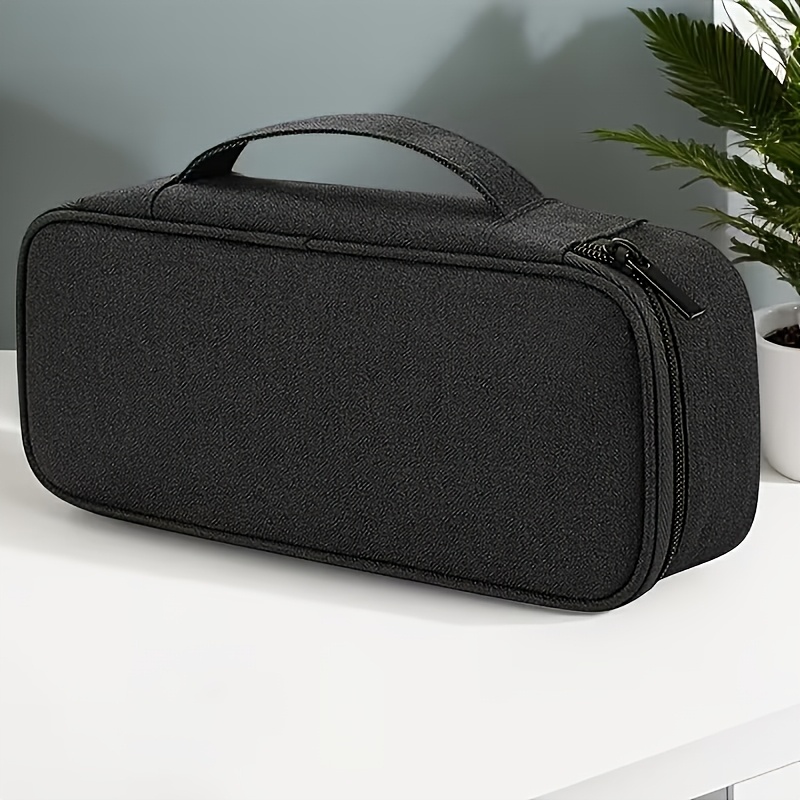 TEMU Bolsa de almacenamiento con bolsillo con cremallera para cargadores, bancos de energía, discos duros, cables de , equipaje de portátil -