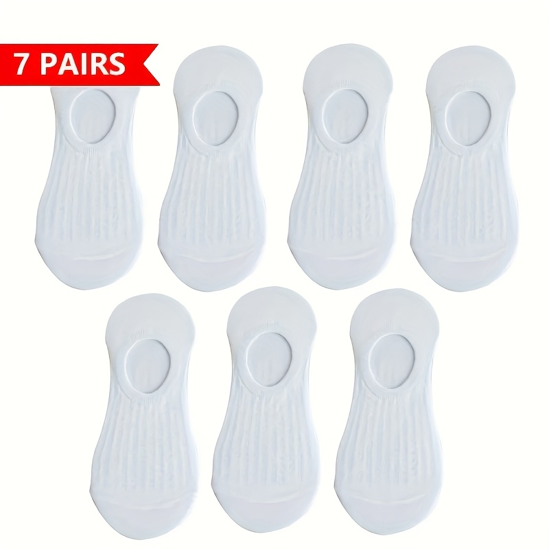 TEMU 7-pair Women's Summer Thin Socks, Solid Colors (random Assortment), Low-cut Invisible Breathable Mesh Short Socks For Women