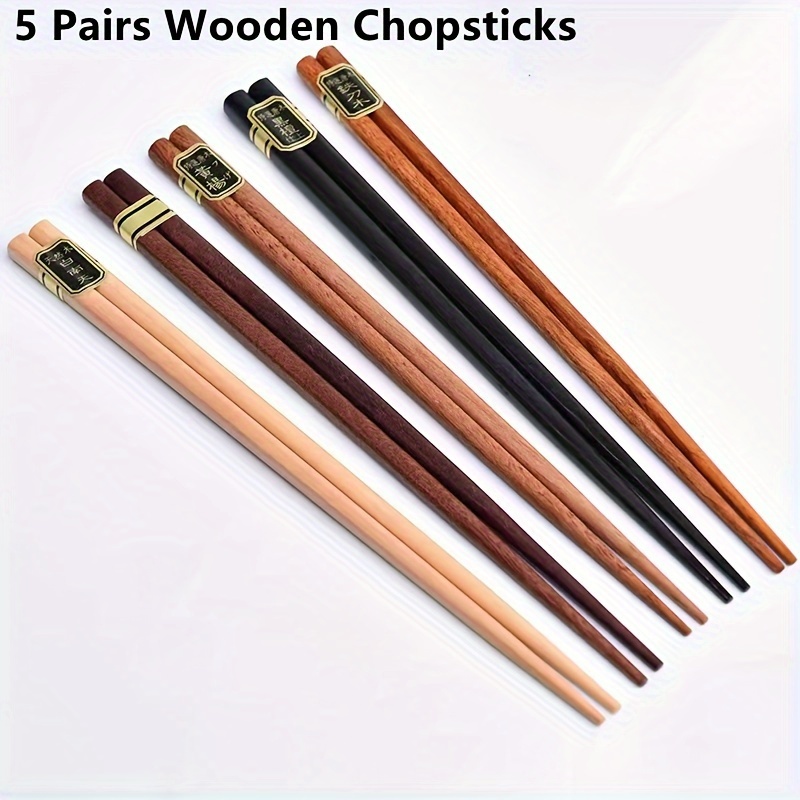 

5 Pairs Creative Chopsticks Set, Wooden Chopsticks, Reusable Chopsticks, Household Chopsticks, Durable, For Home Restaurant Hotel, Kitchen Supplies