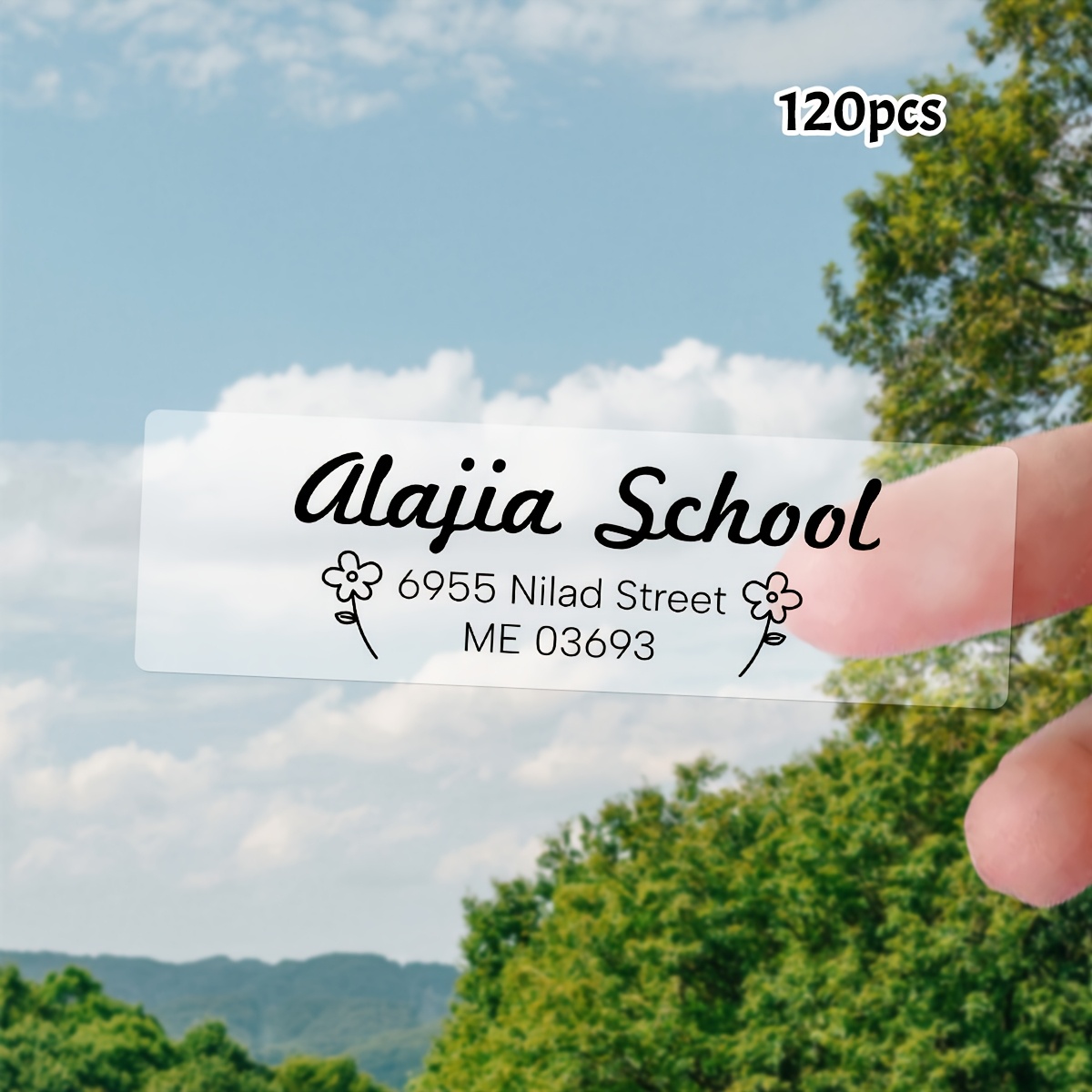 Custom Text Rectangular Transparent Address Stickers