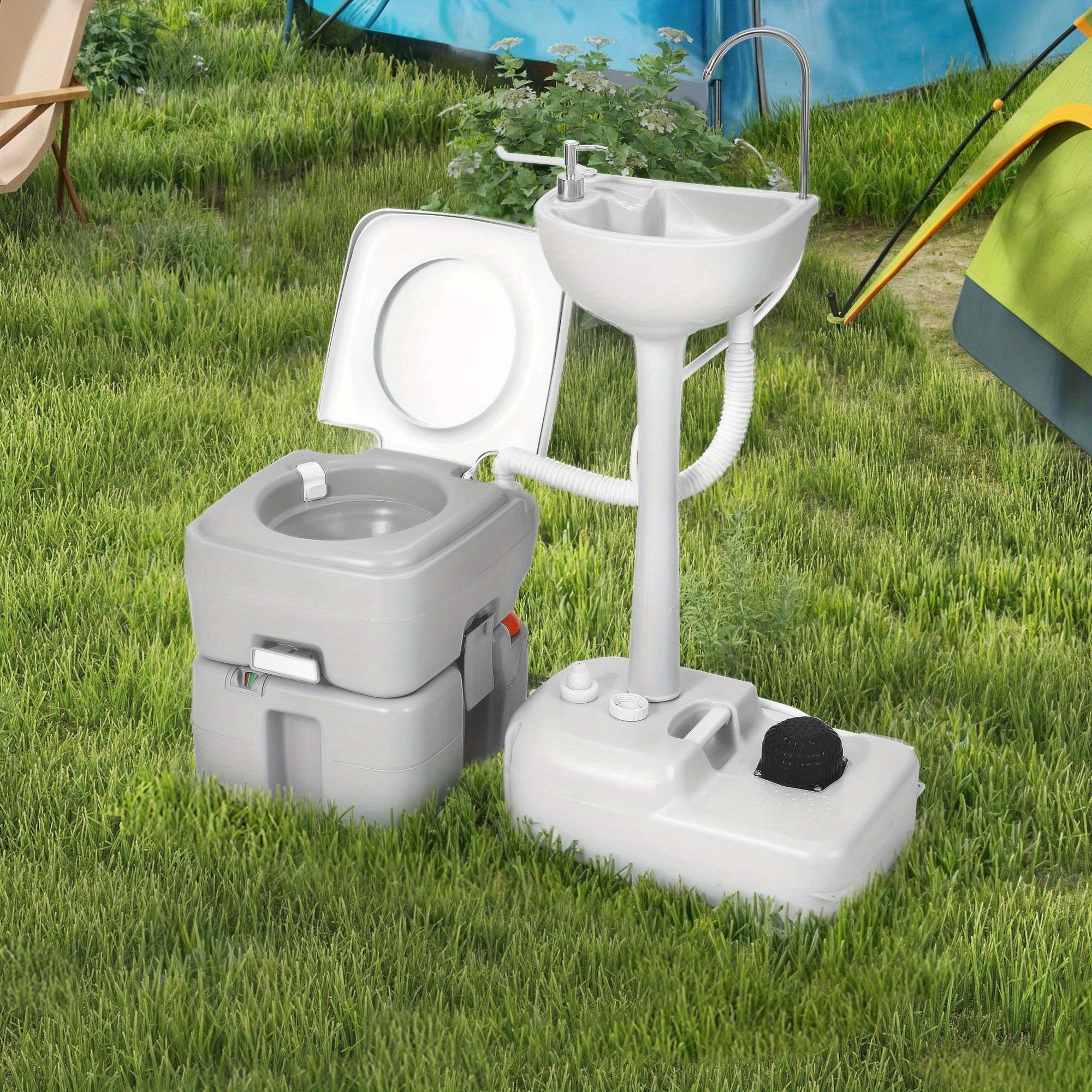 

Furniz 17l Portable Wash Sink & 5. 28 Portable Toilet Level Indicator Rv Camping Travel