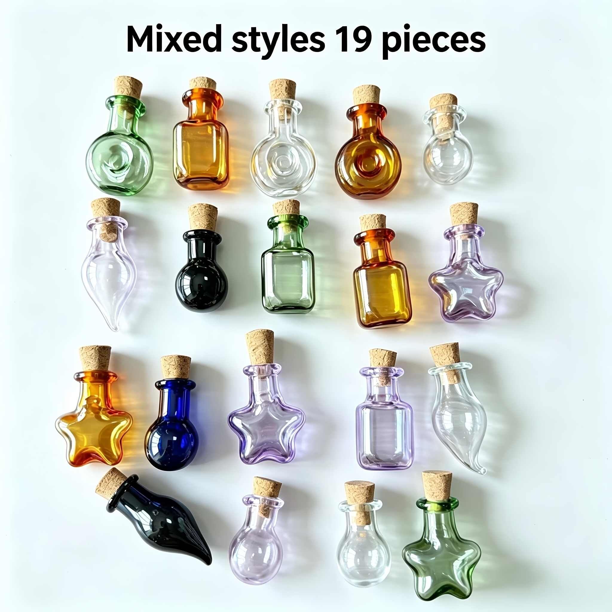 TEMU 19 Small 2-milliliter Glass Bottles With Cork Stoppers. Color Bottles Mixed Suitable For Floating Bottles, Wedding Parties, Etc