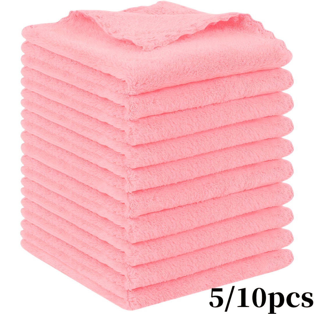 

5/10pcs Set - Luxurious Microfiber Facial Cloths - Soft, Quick-drying & Reusable Makeup Remover - Seamless , Skin - Perfect Travel-size Beauty Essential