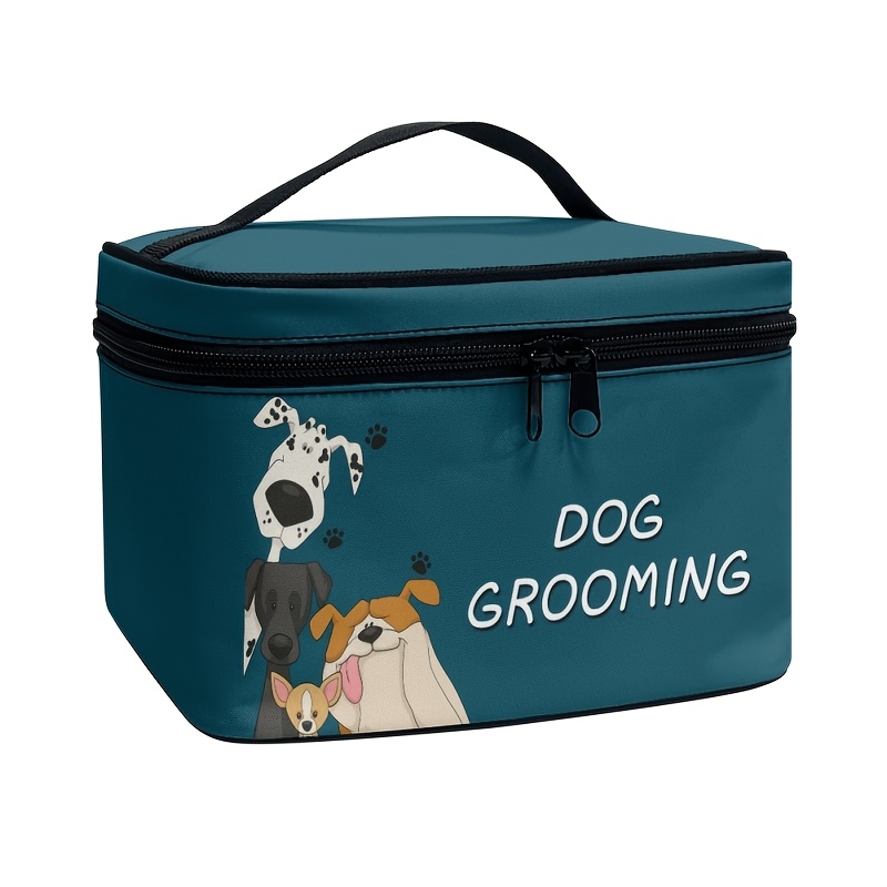 E-shop 1 Stück Hunde-Themen Haustier-Pflege-Organizer-Tasche mit Reißverschluss – Tragbare Aufbewahrungstasche für Zuhause & Reisen,