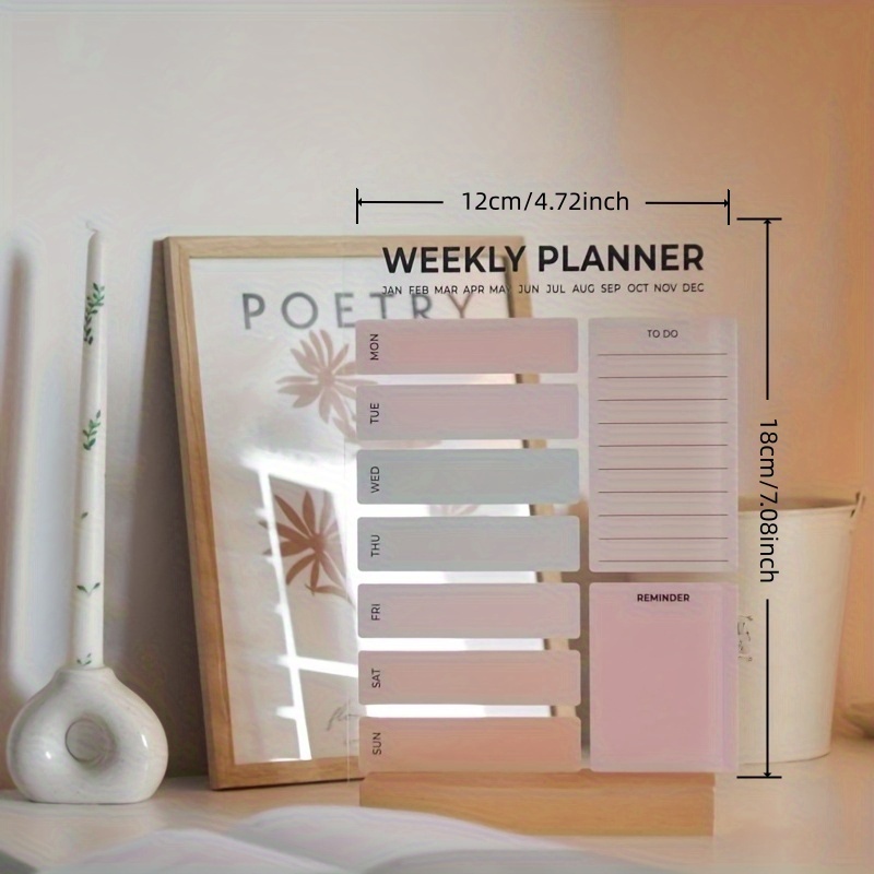 TEMU Self- Acrylic Planner, Custom Name Weekly Planner, Personal Weekly Planner, Family Planner, Notes, Appointment Calendar, Monday Calendar