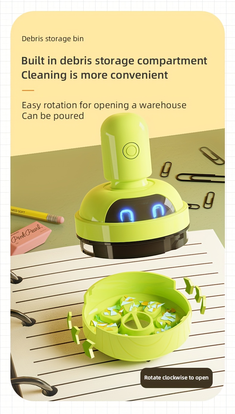 electric mini vacuum cleaner with usb charging rechargeable battery compact desktop cleaner for office   durable plastic no power needed     suction Product details 6