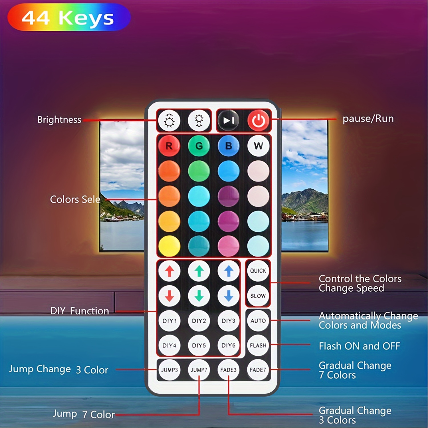 5m 10m 15m 20m 30m led strip lights for bedroom decor remote and app control rgb strip lights with timing function music sync color changing lights usb powed for bedside room living decor party decor lights tv background light Product details 1