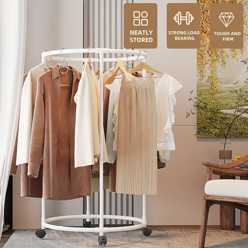 

Sturdy Metal Rolling Clothes Rack - Freestanding, 16mm Tubes For Heavy-duty Use In Bedroom, Balcony, Bathroom