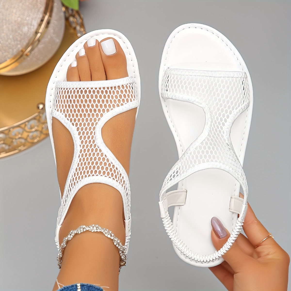 Women's Mesh Breathable Flat Sandals, Women Shoes