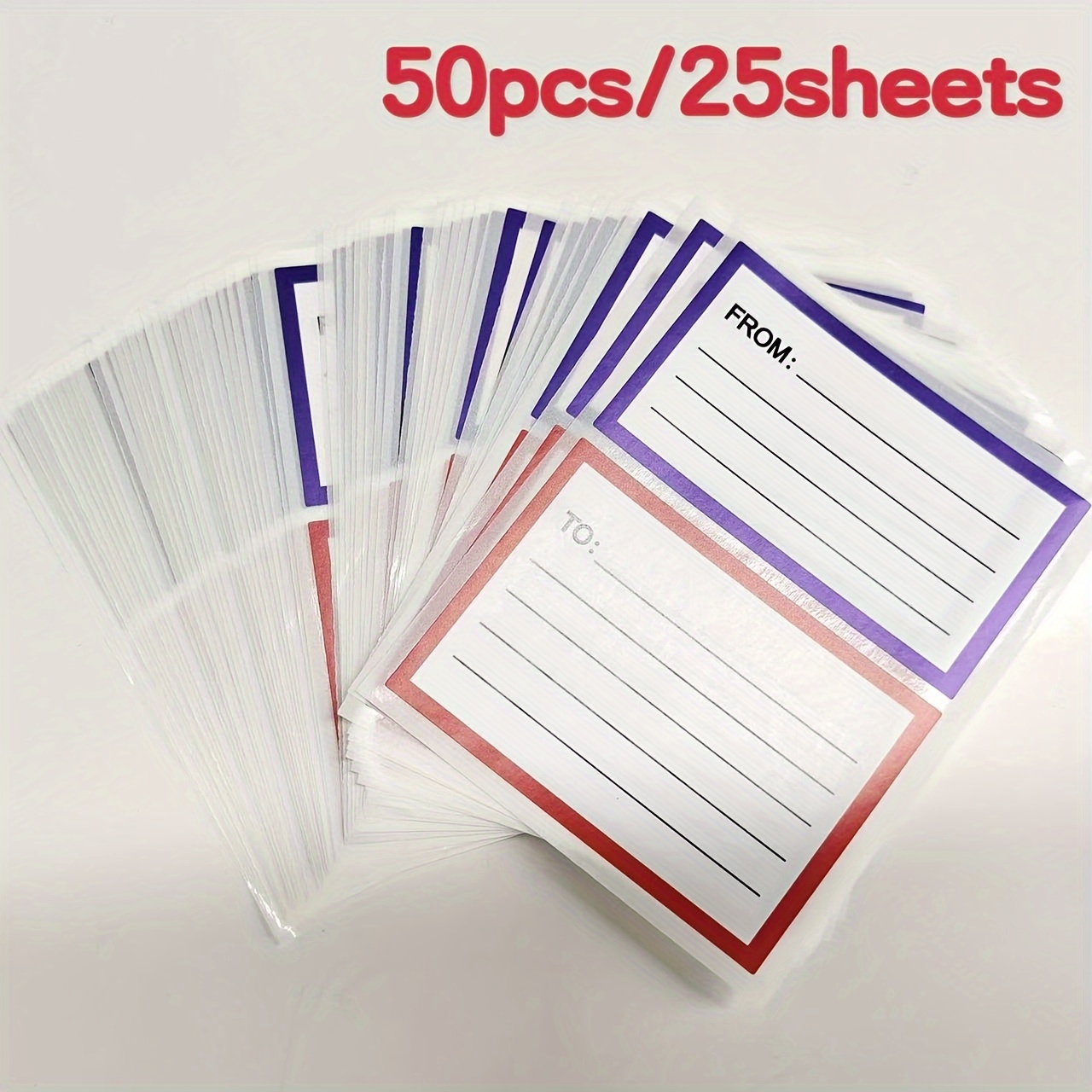 Image of 50 Labels/pack, Universal Address Mailing Label Stickers Self-adhesive Handwriting Suitable For Mailing Boxes, Envelopes And Shipping Labels From, To