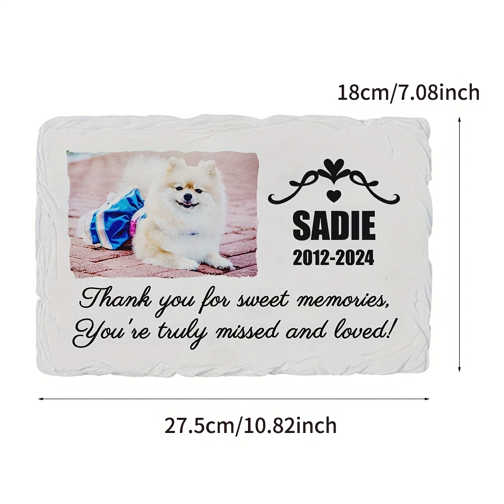 Custom Pet Memorial Stone with Photo & Text