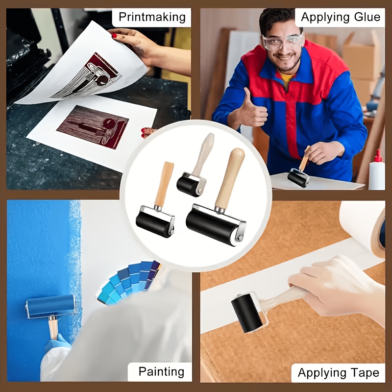 4-Pack Rubber Rollers for Craft Printing