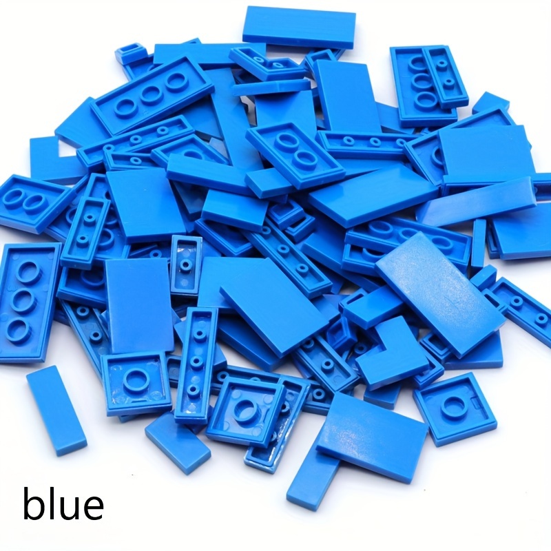 100pcs ABS Plastic Building Blocks Set Flat Tiles DIY Construction Toy Kit