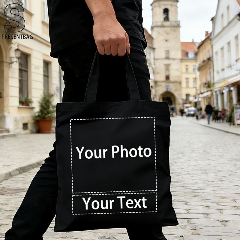 TEMU Sac fourre-tout personnalisé - personnalisée avec photo/, Sac à bandoulière unisexe, Idéal pour les anniversaires et les événements d'entreprise