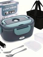 caixa térmica elétrica com europeu, design dupla , portátil para carro e casa, adequada para alimentação de 110v-240v/12v/24v, aquecível e isolante, bolsa de almoço para camping e , recipiente termo para alimentos