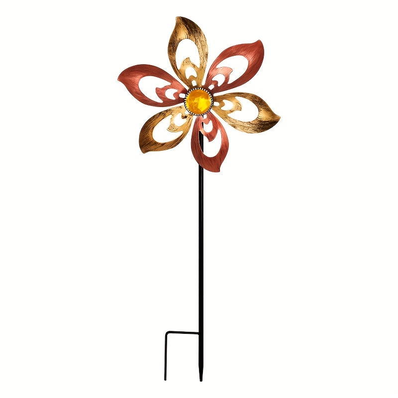 Image of Retro Gemstone Petal Windmill Windmill, Power Windmill Outdoor Garden Socket, Suitable For Courtyard And Garden Lawn, Wedding Gift, Holiday